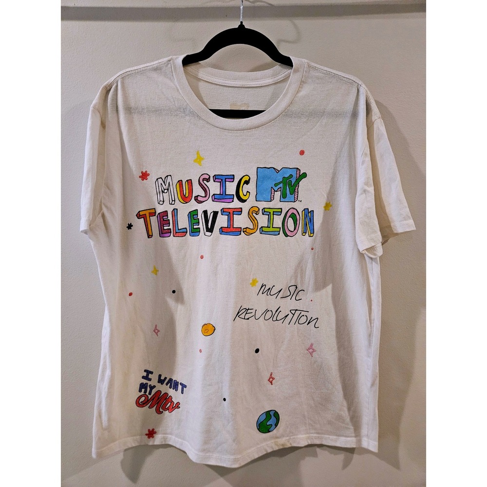 MTV Music Television Graphic T-Shirt Music Revolution I Want My MTV Unisex Large